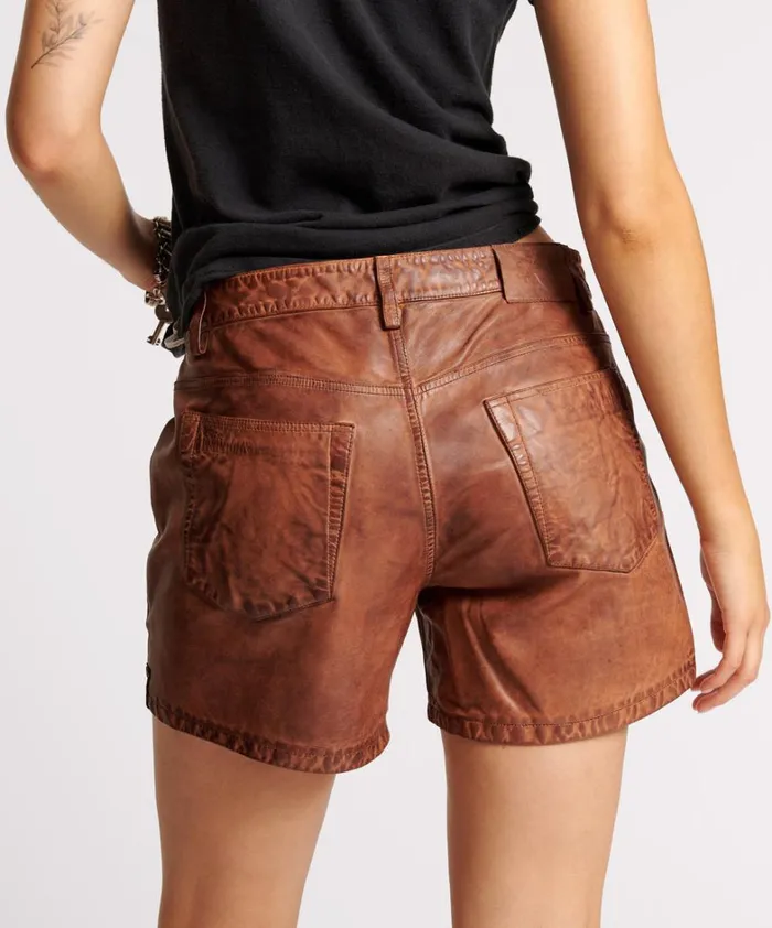 One Teaspoon Leather VINTAGE BROWN LEATHER SHORTS 8211 Women One Teaspoon Leather VINTAGE BROWN LEATHER SHORTS 8211 Women