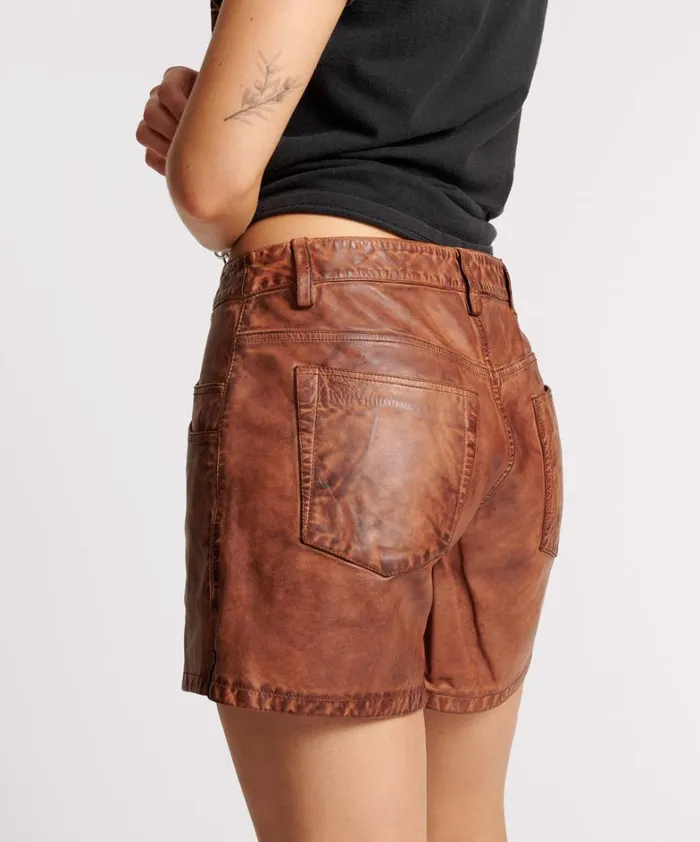 One Teaspoon Leather VINTAGE BROWN LEATHER SHORTS 8211 Women One Teaspoon Leather VINTAGE BROWN LEATHER SHORTS 8211 Women