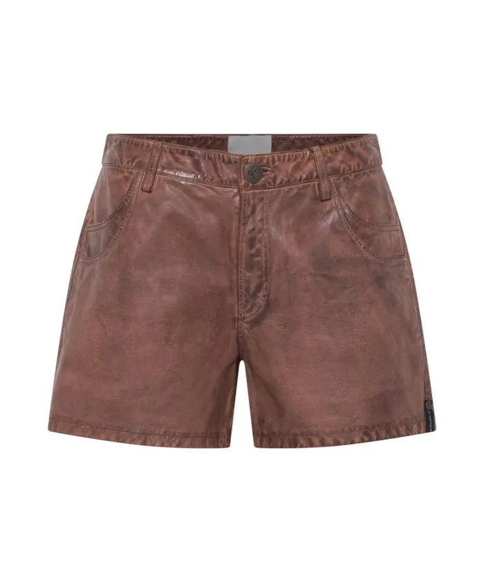 One Teaspoon Leather VINTAGE BROWN LEATHER SHORTS 8211 Women One Teaspoon Leather VINTAGE BROWN LEATHER SHORTS 8211 Women