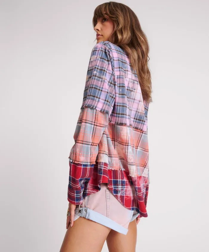 One Teaspoon Shirts DISTRESSED MIXED FLANNEL SHIRT 8211 Women