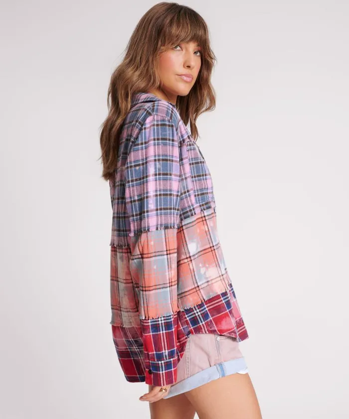 One Teaspoon Shirts DISTRESSED MIXED FLANNEL SHIRT 8211 Women