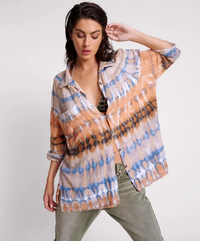One Teaspoon Shirts MIRAGE HAND TIE DYED MUSLIN LONG LINE SHIRT 8211 Women One Teaspoon Shirts MIRAGE HAND TIE DYED MUSLIN LONG LINE SHIRT 8211 Women