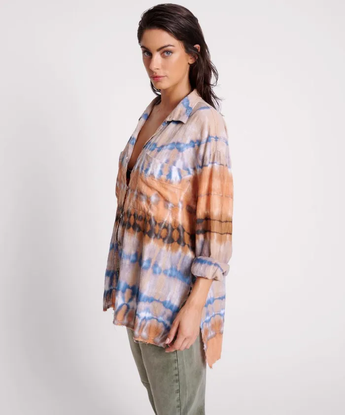 One Teaspoon Shirts MIRAGE HAND TIE DYED MUSLIN LONG LINE SHIRT 8211 Women One Teaspoon Shirts MIRAGE HAND TIE DYED MUSLIN LONG LINE SHIRT 8211 Women