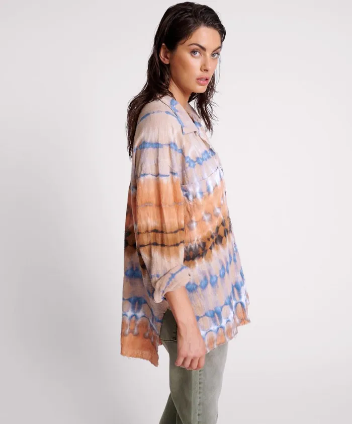 One Teaspoon Shirts MIRAGE HAND TIE DYED MUSLIN LONG LINE SHIRT 8211 Women One Teaspoon Shirts MIRAGE HAND TIE DYED MUSLIN LONG LINE SHIRT 8211 Women