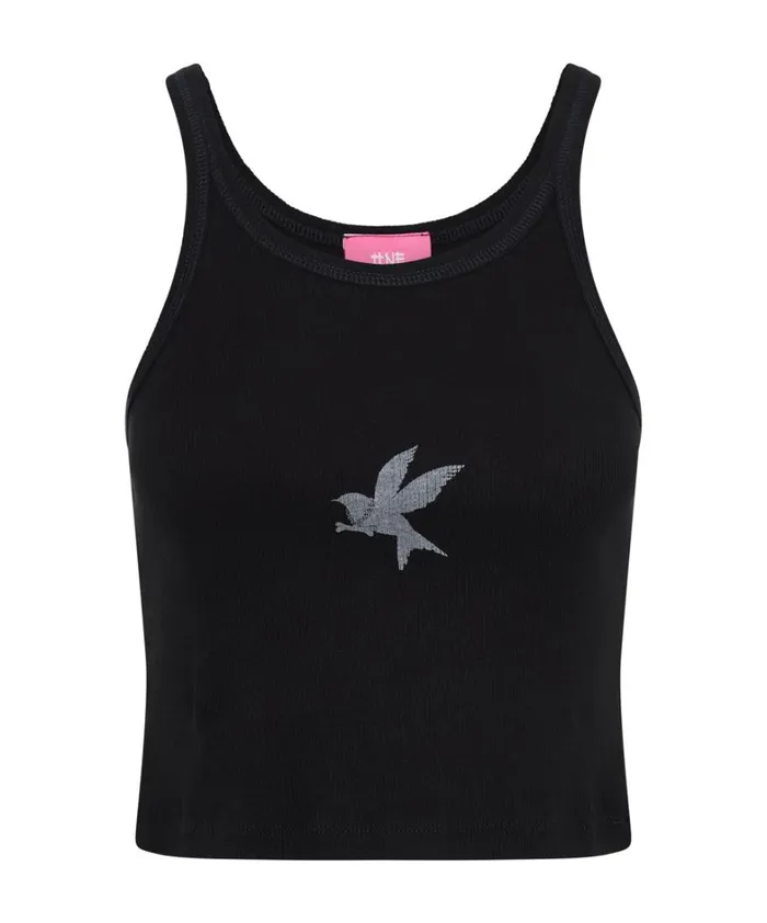One Teaspoon Tees and Tanks CROPPED BOWER BIRD RIBBED TANK TOP BLACK 8211 Women One Teaspoon Tees and Tanks CROPPED BOWER BIRD RIBBED TANK TOP BLACK 8211 Women