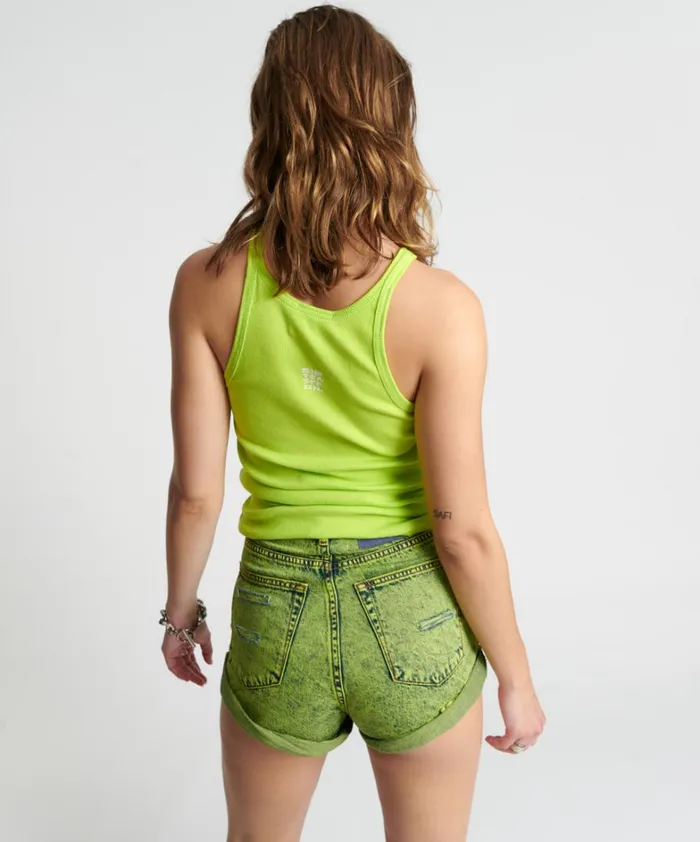One Teaspoon Tees and Tanks CYBER LIME ONE TEASPOON LOGO SINGLET 8211 Women One Teaspoon Tees and Tanks CYBER LIME ONE TEASPOON LOGO SINGLET 8211 Women