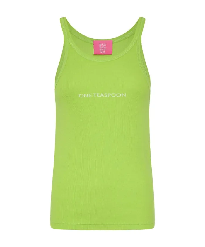 One Teaspoon Tees and Tanks CYBER LIME ONE TEASPOON LOGO SINGLET 8211 Women One Teaspoon Tees and Tanks CYBER LIME ONE TEASPOON LOGO SINGLET 8211 Women