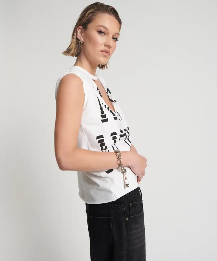 One Teaspoon Tees and Tanks NUIT NOIRE ORGANIC DEEP V CUT OUT TEE 8211 Women One Teaspoon Tees and Tanks NUIT NOIRE ORGANIC DEEP V CUT OUT TEE 8211 Women