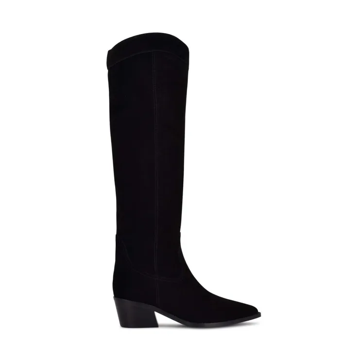 Orece Western Boots Black Suede Women Nine West Boots and Booties