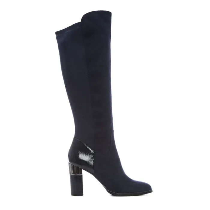 Over The Knee Boots Women Moda In Pelle Shaina Navy Alcantara