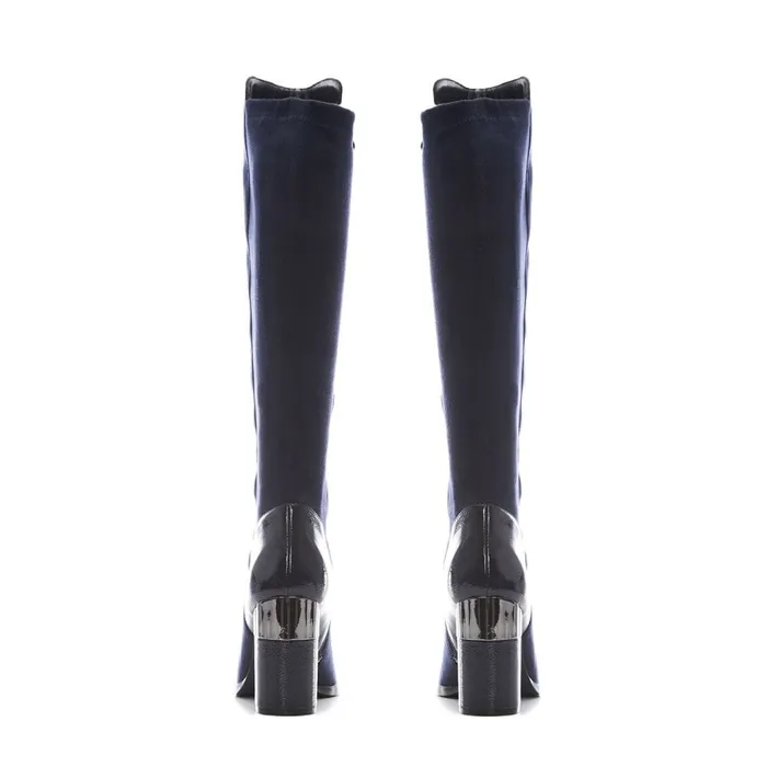 Over The Knee Boots Women Moda In Pelle Shaina Navy Alcantara
