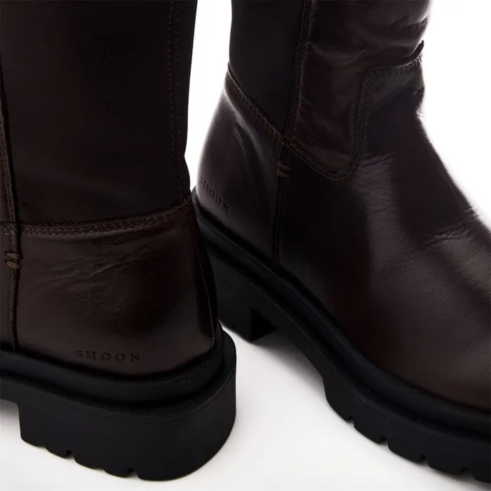Over The Knee Boots Women Moda In Pelle Shoon Sh Intra Dark Brown Leather Over The Knee Boots Women Moda In Pelle Shoon Sh Intra Dark Brown Leather