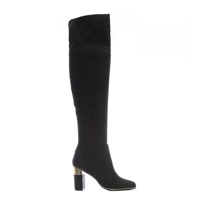 Over The Knee Boots Women Moda In Pelle Valentinne Black Alcantara