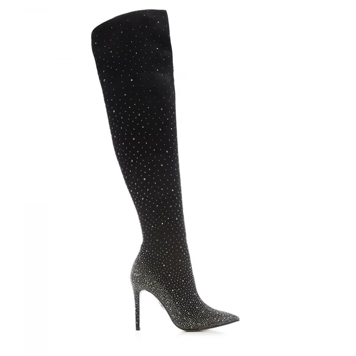Over The Knee Boots Women Moda In Pelle Yesenia Black Suede