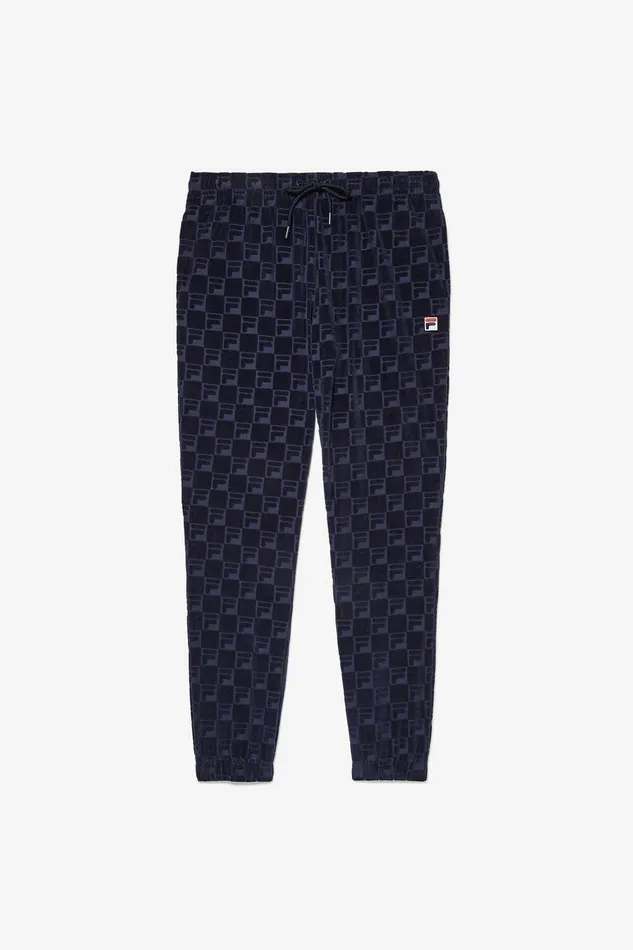 Pants and Shorts Men Fila Jacquard Velour Track Pant 400 Fila Navy