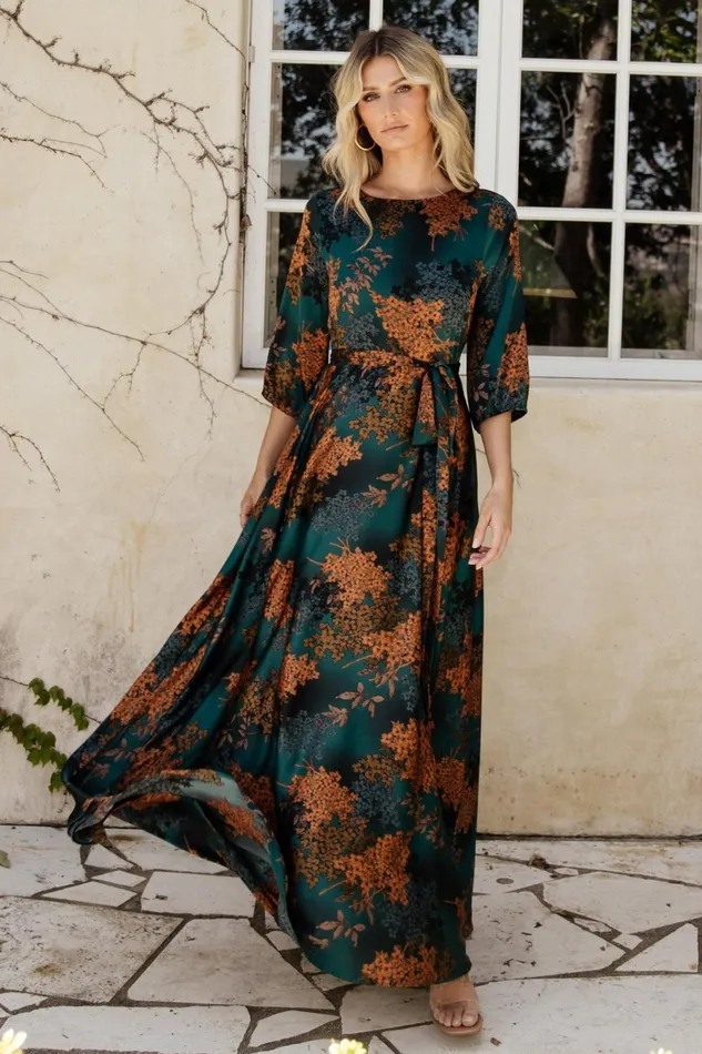 Paula Satin Maxi Dress Jade Multi Women Baltic Born Mother Of The Bride