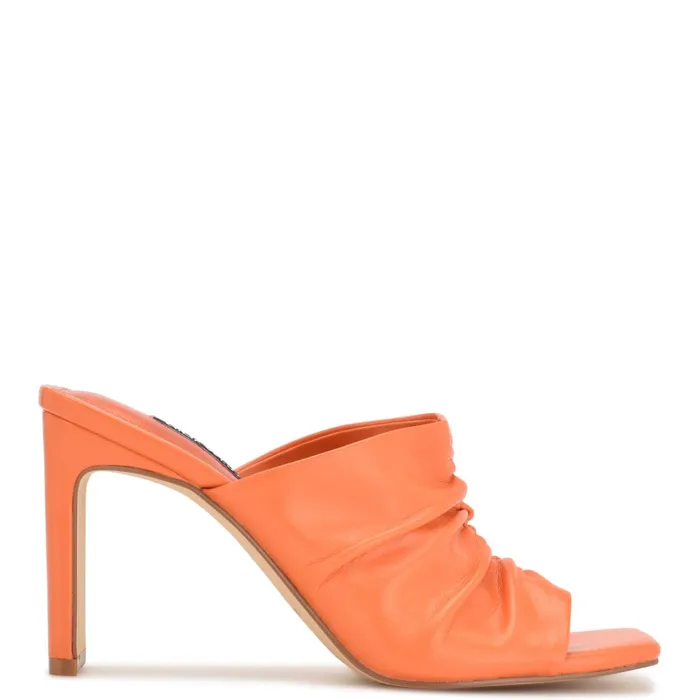 Peary Heeled Slide Sandals Orange Women Nine West Heeled