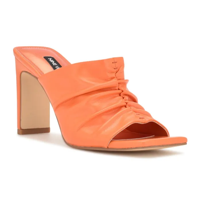 Peary Heeled Slide Sandals Orange Women Nine West Heeled Peary Heeled Slide Sandals Orange Women Nine West Heeled