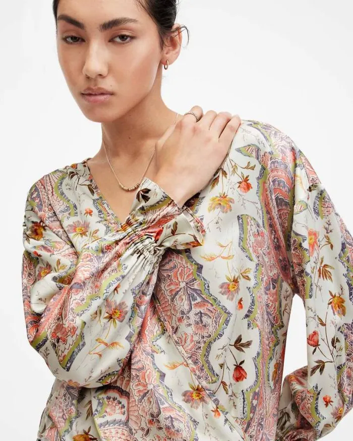 Penny Wrap Over Paisley Print Shirt Spring Green Women AllSaints Tops and Shirts Penny Wrap Over Paisley Print Shirt Spring Green Women AllSaints Tops and Shirts