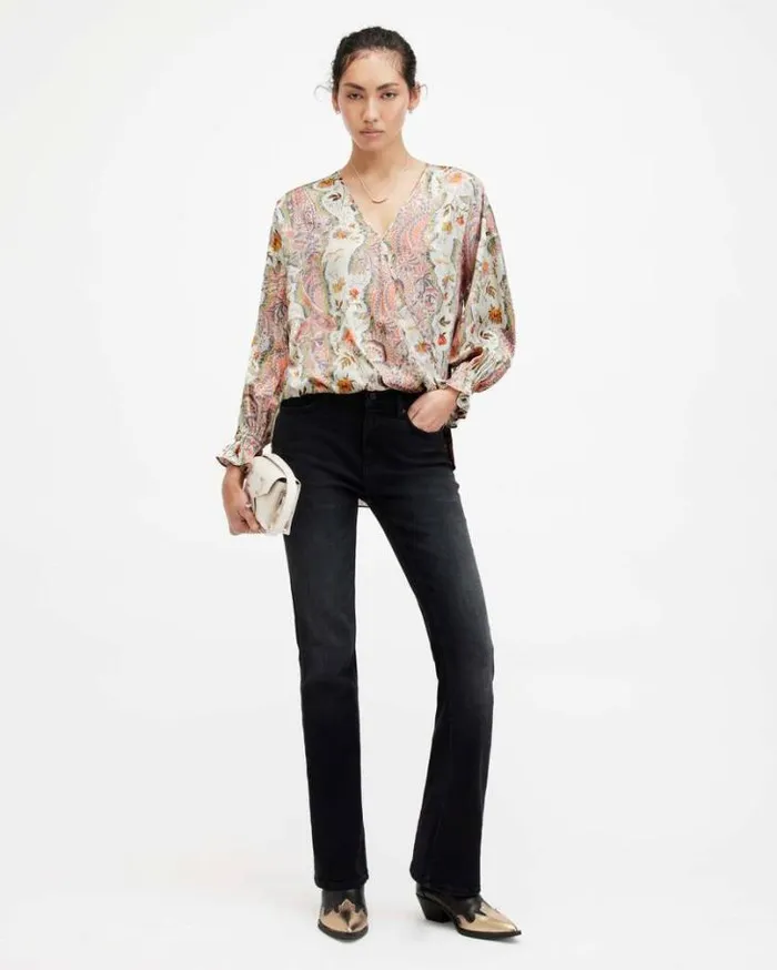 Penny Wrap Over Paisley Print Shirt Spring Green Women AllSaints Tops and Shirts Penny Wrap Over Paisley Print Shirt Spring Green Women AllSaints Tops and Shirts