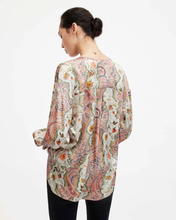 Penny Wrap Over Paisley Print Shirt Spring Green Women AllSaints Tops and Shirts Penny Wrap Over Paisley Print Shirt Spring Green Women AllSaints Tops and Shirts