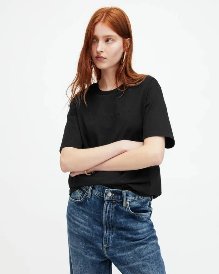 Pippa Oversized Boyfriend TShirt Black Women AllSaints Tops and Shirts
