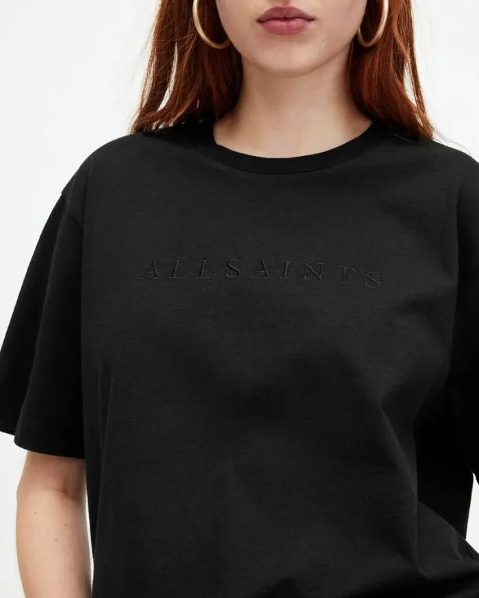 Pippa Oversized Boyfriend TShirt Black Women AllSaints Tops and Shirts
