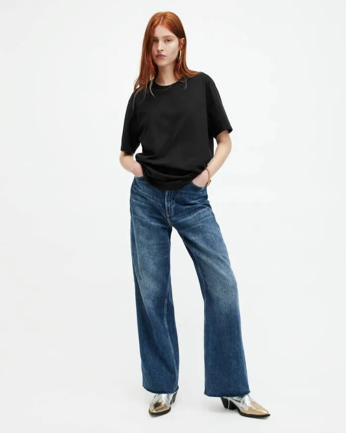 Pippa Oversized Boyfriend TShirt Black Women AllSaints Tops and Shirts