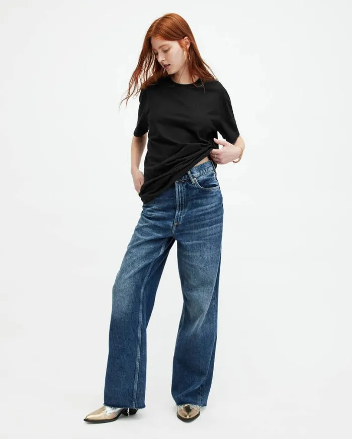 Pippa Oversized Boyfriend TShirt Black Women AllSaints Tops and Shirts