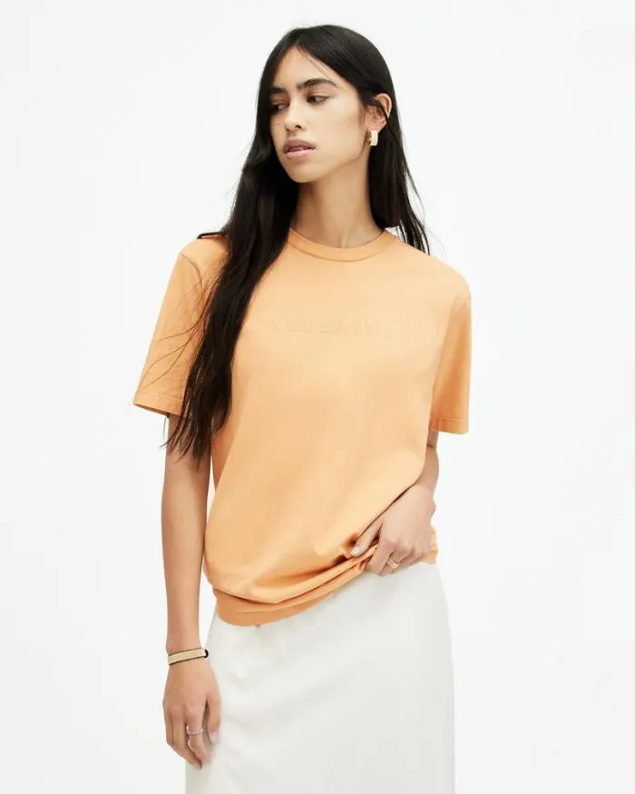 Pippa Oversized Boyfriend TShirt Oak Yellow Women AllSaints Tops and Shirts