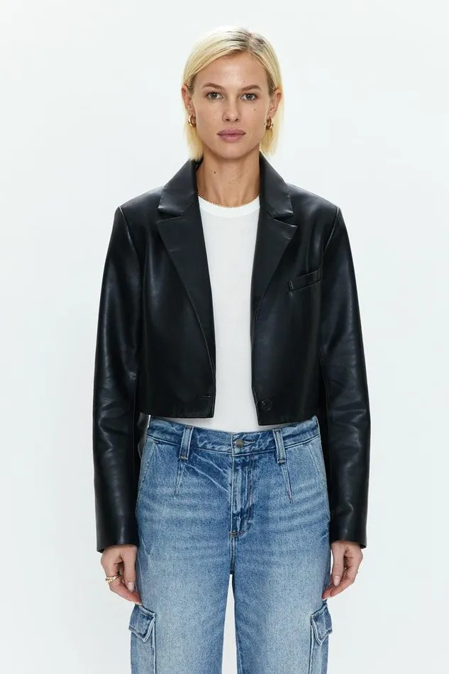 Pistola Denim Jackets and Outerwear Women Jolie Cropped Blazer 8211 Noir Noir