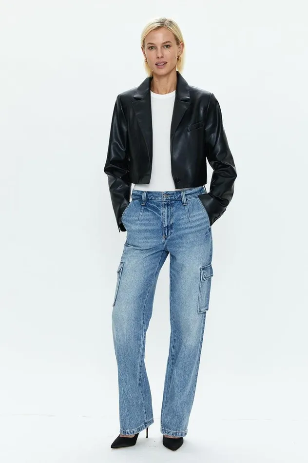 Pistola Denim Jackets and Outerwear Women Jolie Cropped Blazer 8211 Noir Noir