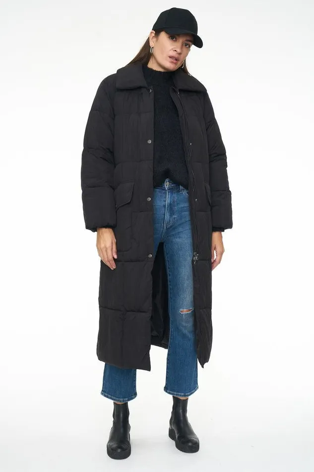 Pistola Denim Jackets and Outerwear Women Shayne Long Puffer Coat 8211 Noir Noir