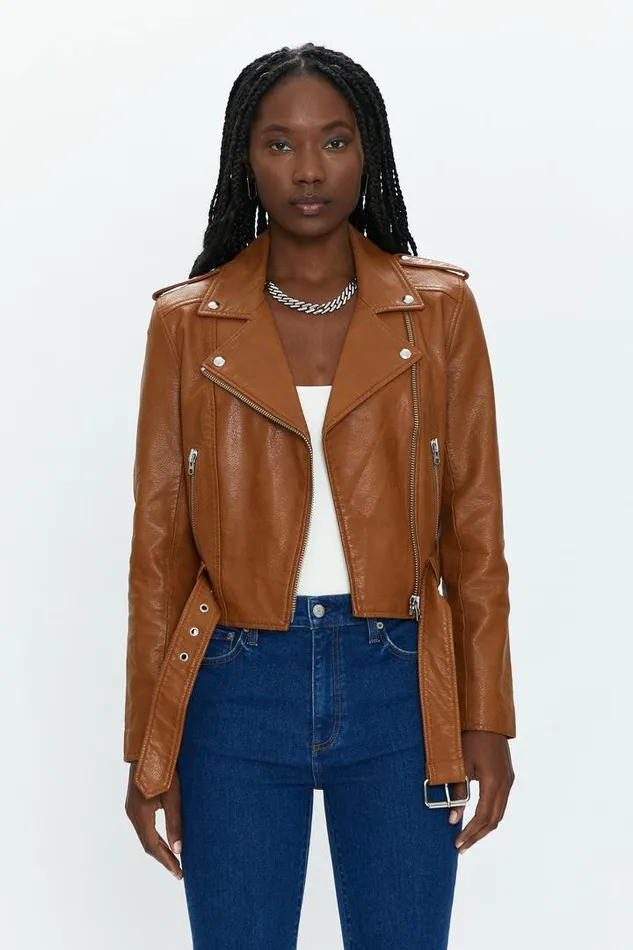 Pistola Denim Jackets and Outerwear Women Tracy Moto Jacket 8211 Cognac Cognac
