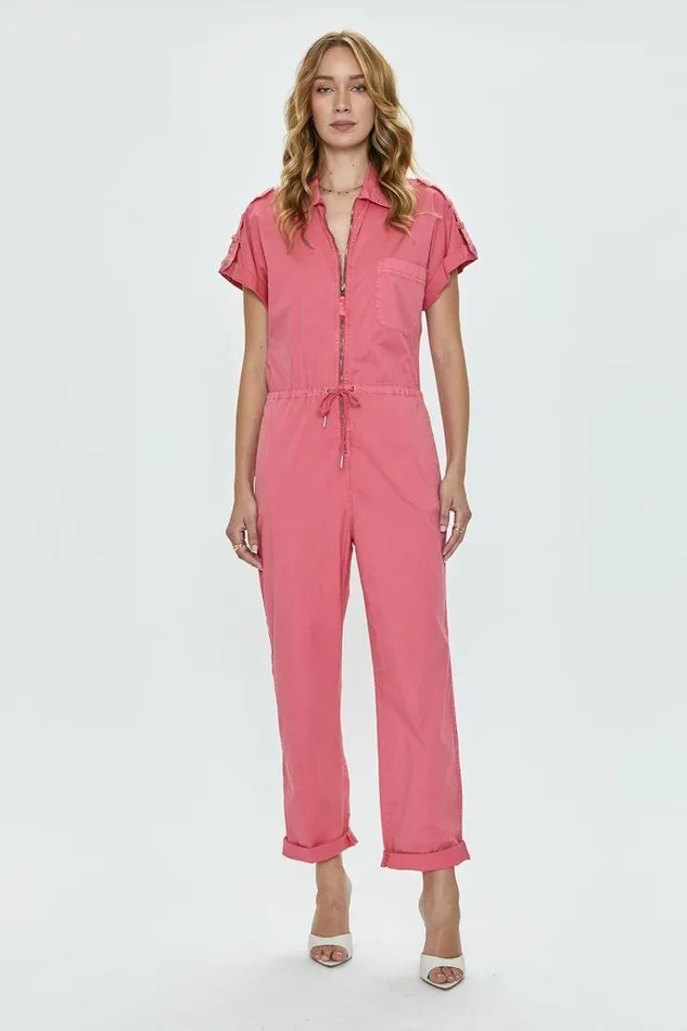 Pistola Denim Jumpsuits and Rompers Women Jordan Short Sleeve Zip Front Jumpsuit 8211 Pink Punch Pink Punch