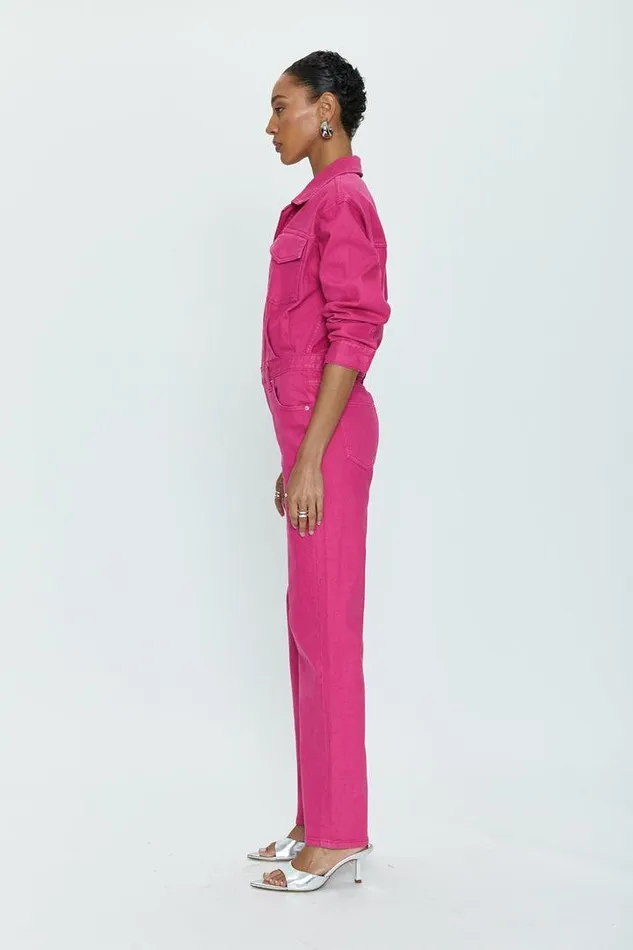 Pistola Denim Jumpsuits and Rompers Women Nikkie Long Sleeve Jumpsuit 8211 Pink Garnet Pink Garnet