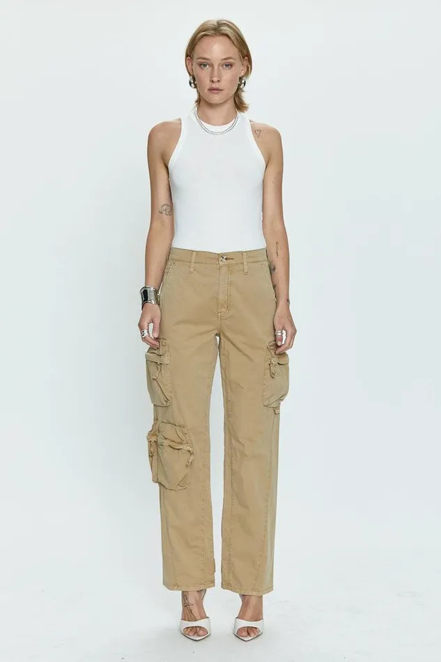 Pistola Denim Pants Women Bobbie Mid Rise Loose Straight Cargo 8211 Coconut Coconut