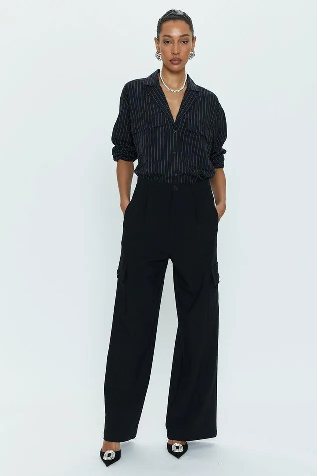 Pistola Denim Pants Women Brynn High Rise Relaxed Cargo 8211 Black Black