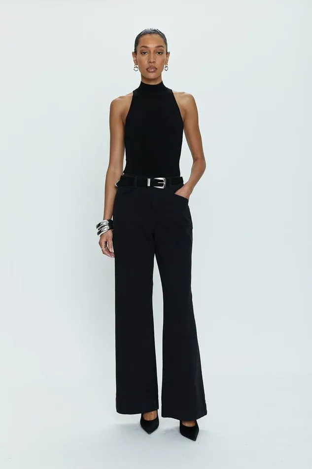 Pistola Denim Pants Women Jasmine High Rise Wide Leg Trouser 8211 Black Black