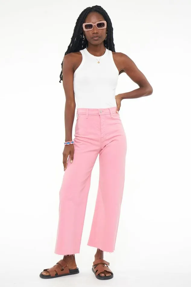 Pistola Denim Pants Women Penny High Rise Wide Leg Crop 8211 Flamingo Flamingo