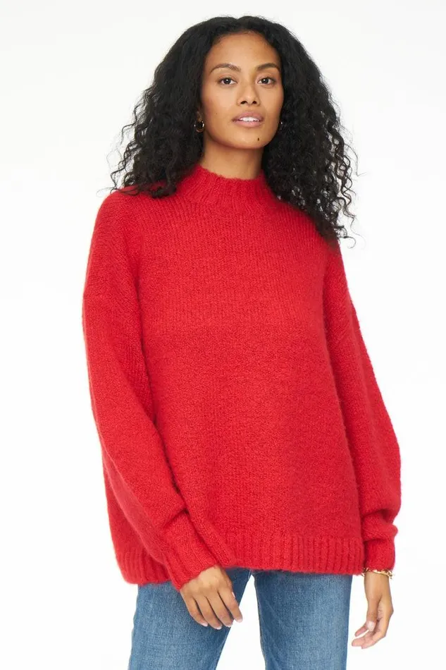 Pistola Denim Sweaters and Knits Women Carlen Mock Neck Sweater 8211 Scarlet Scarlet