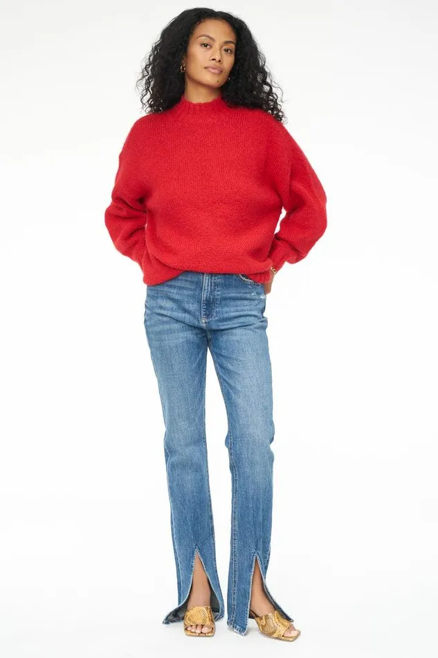Pistola Denim Sweaters and Knits Women Carlen Mock Neck Sweater 8211 Scarlet Scarlet