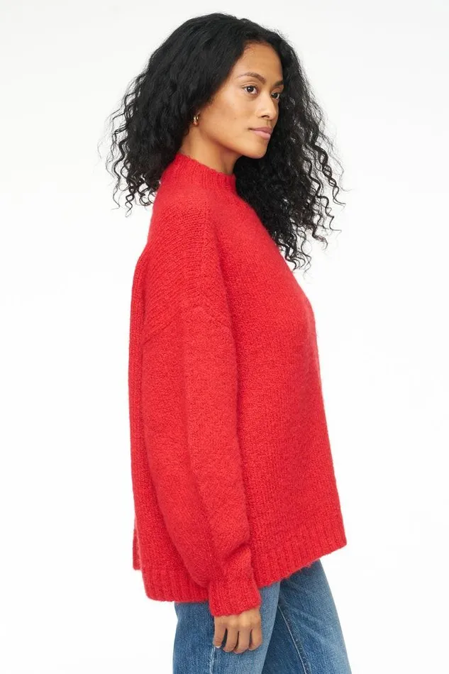 Pistola Denim Sweaters and Knits Women Carlen Mock Neck Sweater 8211 Scarlet Scarlet