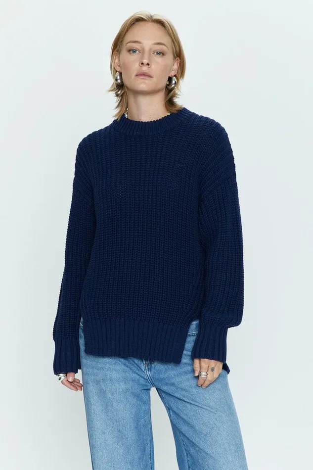 Pistola Denim Sweaters and Knits Women Helene Split Hem Sweater 8211 Navy Sky Navy Sky
