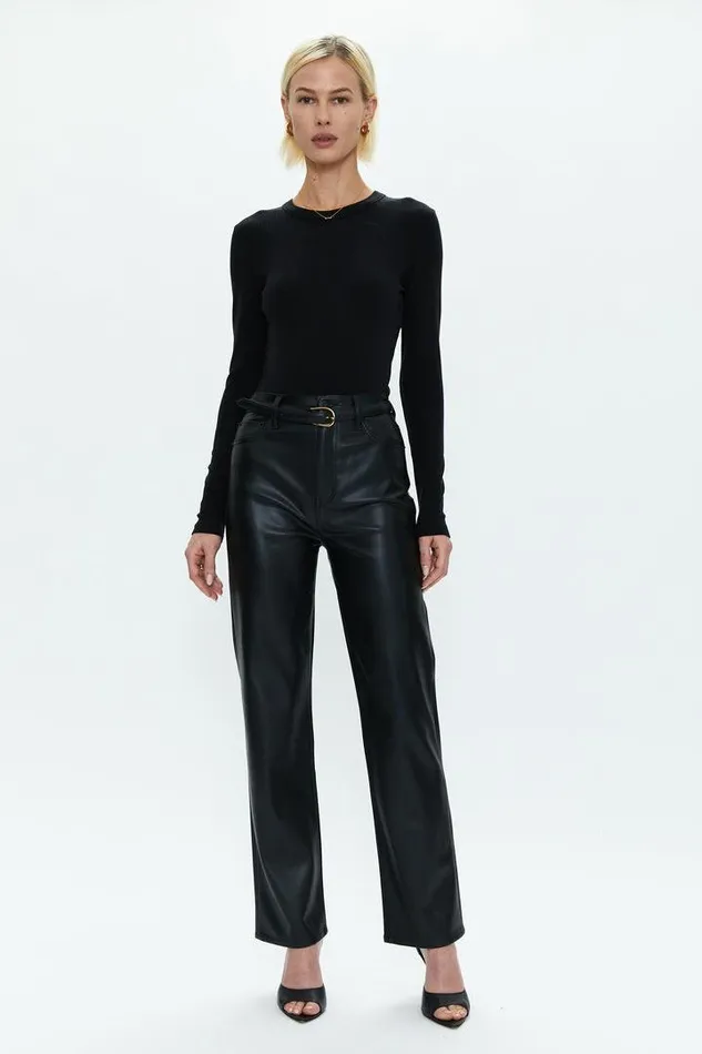 Pistola Denim Tops Women Bailey Long Sleeve Crew Neck Thong Bodysuit 8211 Noir Noir