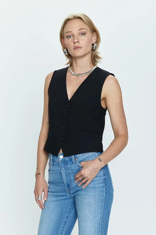 Pistola Denim Tops Women Vero Fitted Vest 8211 Black Black