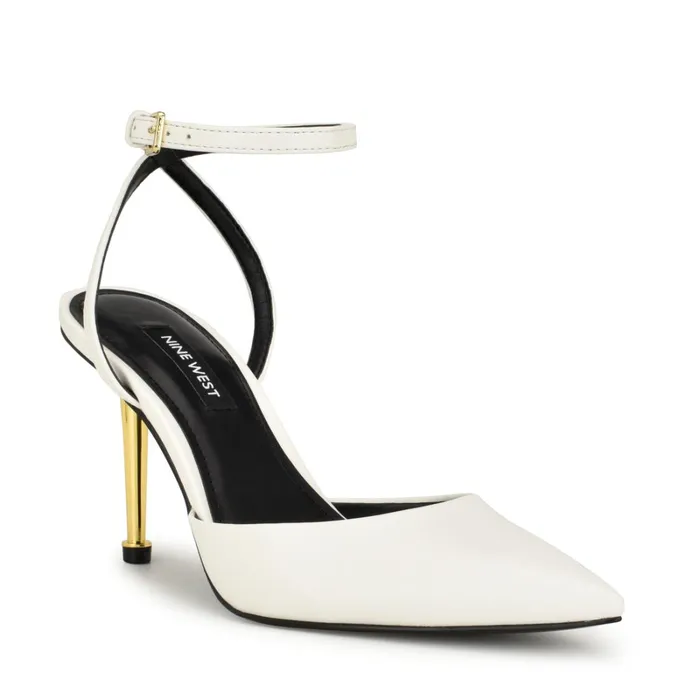 Plaza Ankle Strap Pumps White Women Nine West Pumps Plaza Ankle Strap Pumps White Women Nine West Pumps