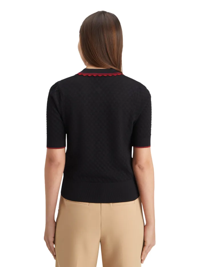 Pointelle Collared Knitted Tee Mystic Blue Women Scotch and Soda Knitwear