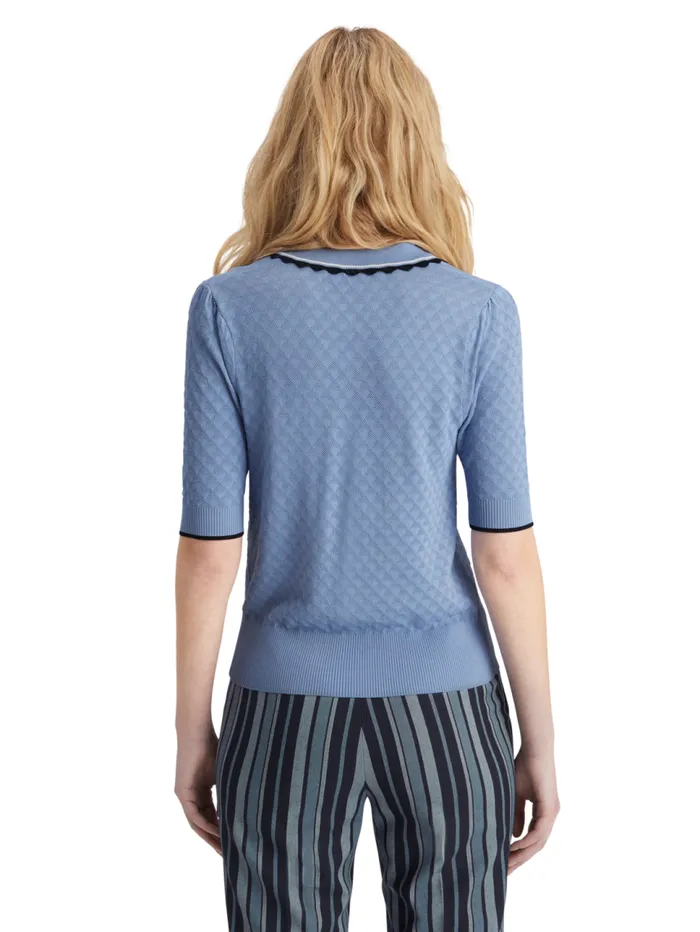 Pointelle Collared Knitted Tee Mystic Blue Women Scotch and Soda Knitwear