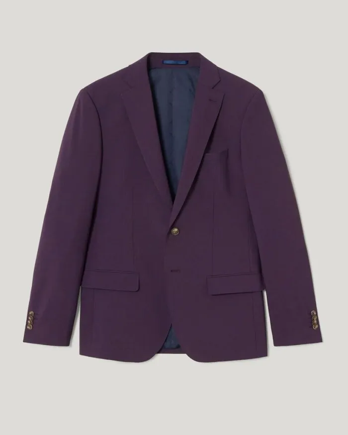 Politix Blazers Men Slim Stretch Wool Blend Tailored Jacket Grape